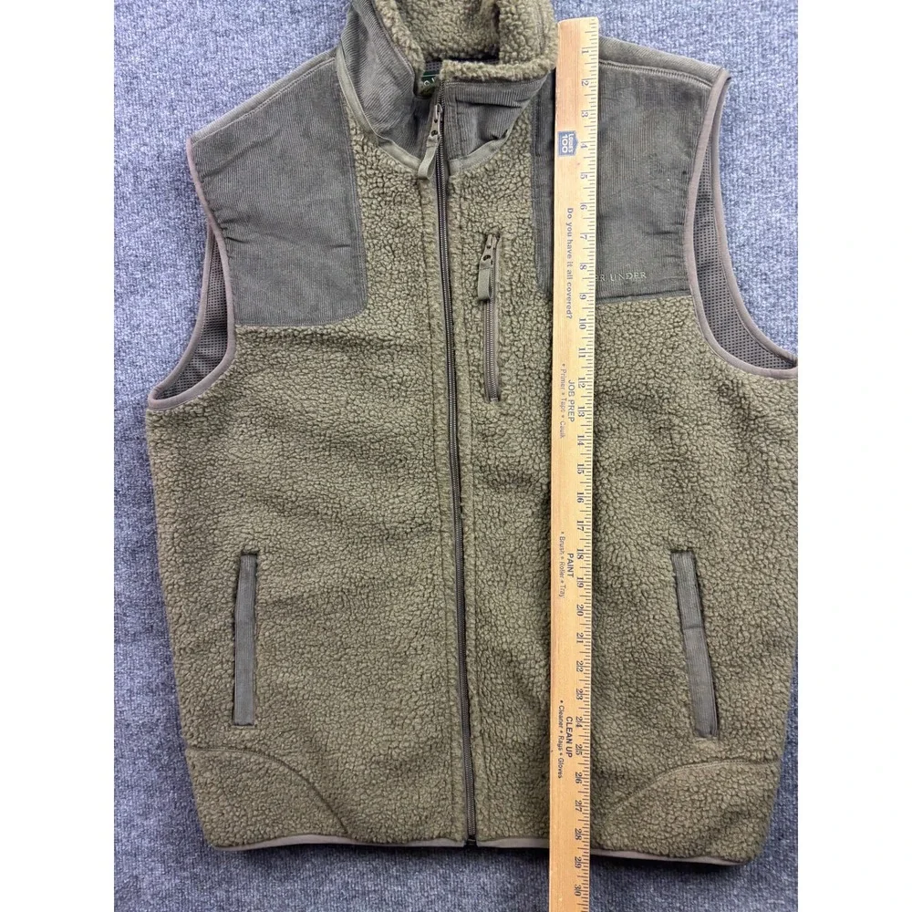 Over Under High Country Fleece Vest Mens Large Green Sherpa Full Zip Made in USA